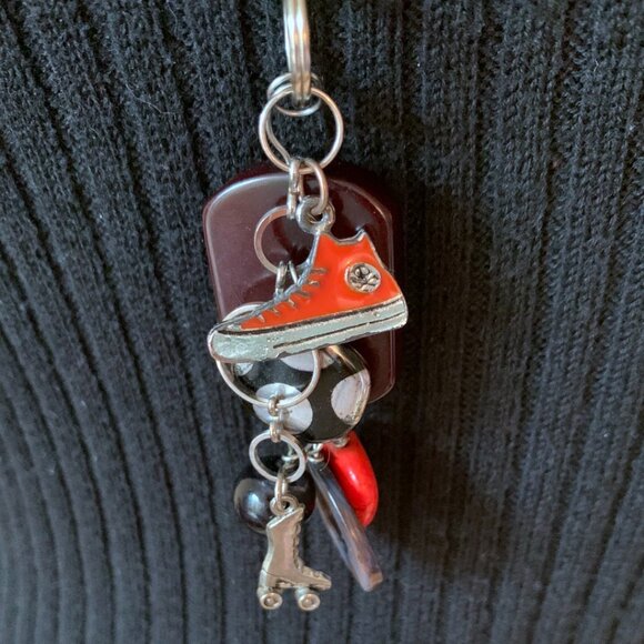 OPERA long Elegant Silver Pendant Necklace - converse skates charms - Picture 5 of 7